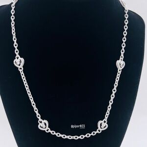 Judith Ripka Textured Diamonique Heart Station 18” Necklace